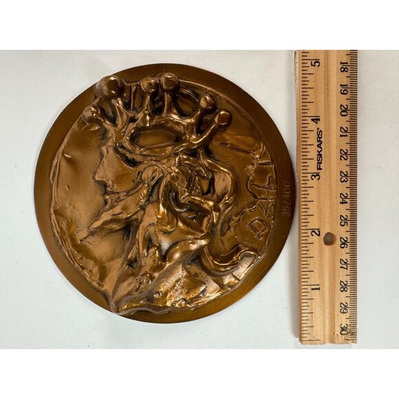 Salvador Dali Limited Edition Bronze King David Medallion With Crowned Head Desi - Picture 8 of 16